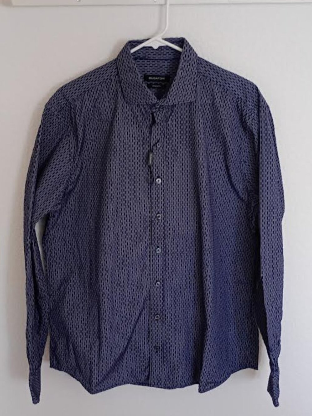 BUGATCHI MEN'S SHIRT SHAPED FIT BLUE PURPLE LONG SLEEVE BUTTON UP SIZE XL